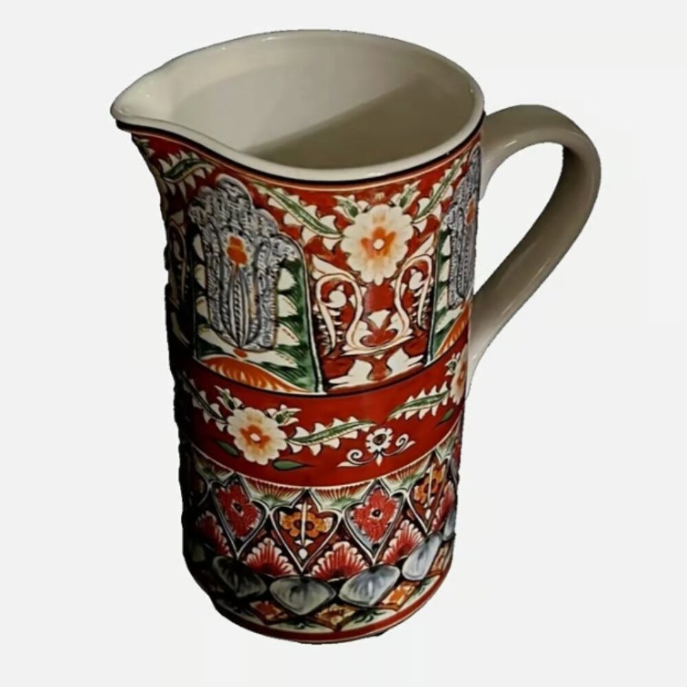 NEW 38oz Pottery Barn Mezze Pitcher RED Stoneware Wine Water Serving Retired
